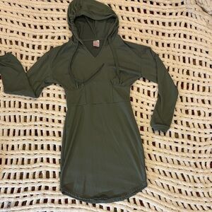 No Boundaries Rare Womens Olive Green Hooded One-Piece Dress Sz Extra Small